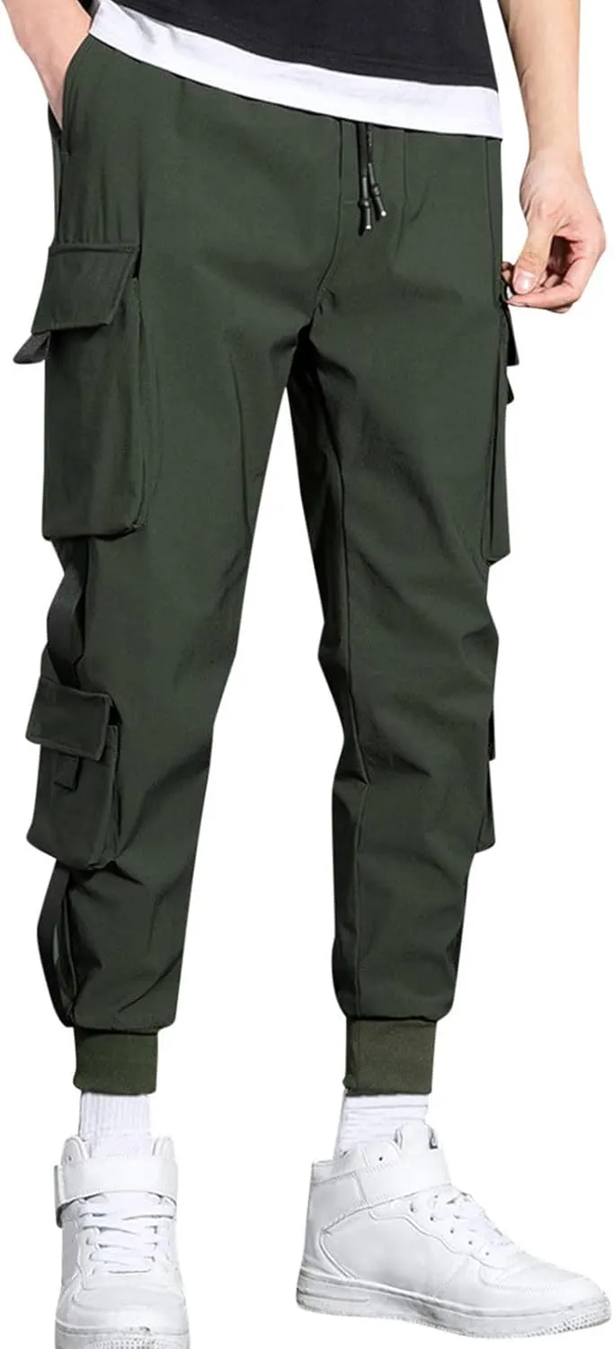 Cargo Pants for Men Big and Tall, 2023 Men's Heavyweight Cargo Fleece Sweatpants Stretch Elastic Waist Jogger Sports