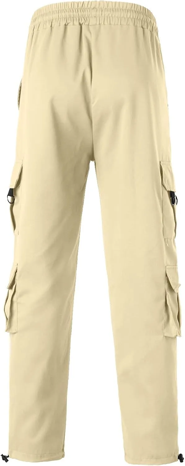 Cargo Pants for Men Big and Tall Striped Cargo Pants for Men Straight Elastic Waist Trousers Work Wear Combat Fitness
