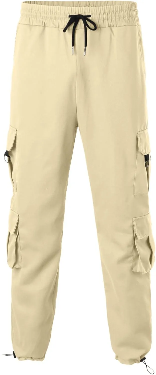Cargo Pants for Men Big and Tall Striped Cargo Pants for Men Straight Elastic Waist Trousers Work Wear Combat Fitness