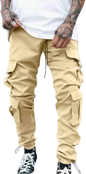 Cargo Pants for Men Big and Tall Striped Cargo Pants for Men Straight Elastic Waist Trousers Work Wear Combat Fitness