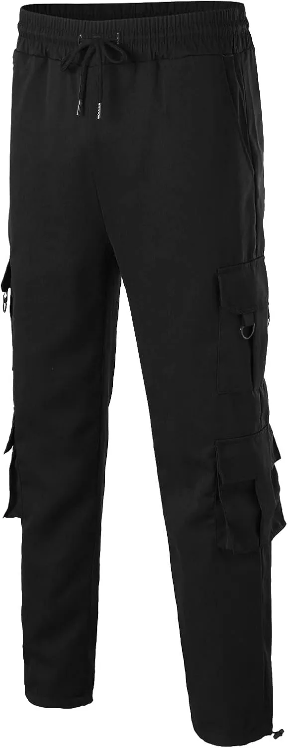 Cargo Pants for Men Big and Tall Striped Cargo Pants for Men Straight Elastic Waist Trousers Work Wear Combat Fitness