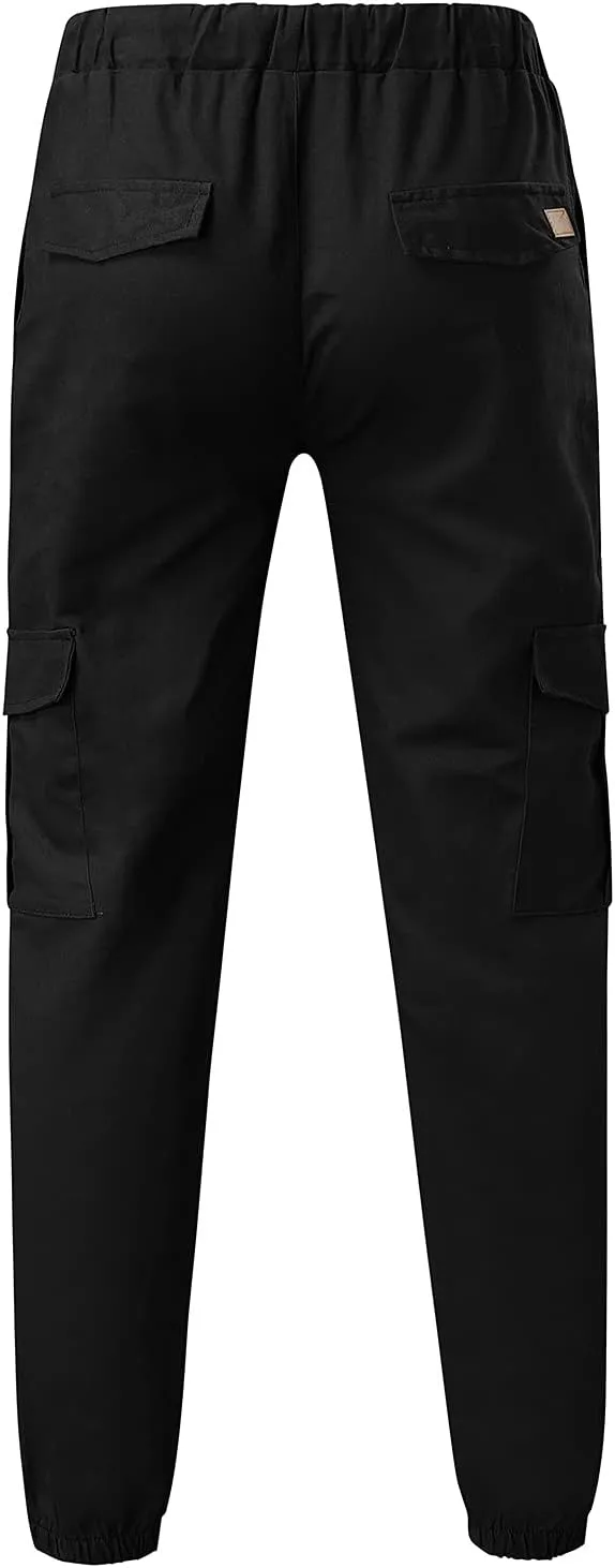 Cargo Sweatpants for Men Big and Tall Fleece Joggers Elastic Waist Baggy Drawstring Trousers Sweat Pants with Pockets