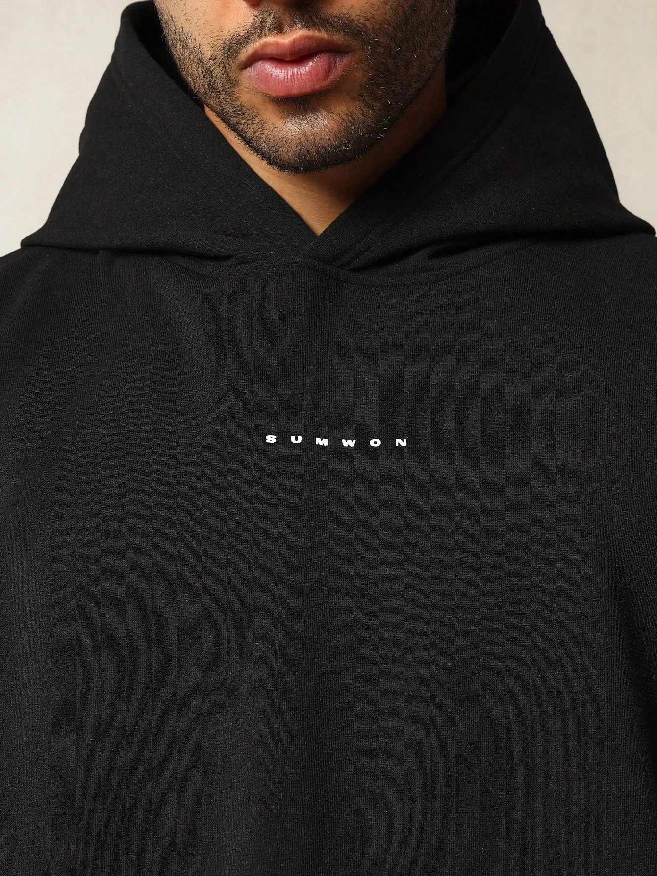 Crop Fit Overhead Hoodie With Arabic Graphic Print