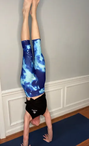 Hi-waist Yoga Capri Leggings-Blue Cenote