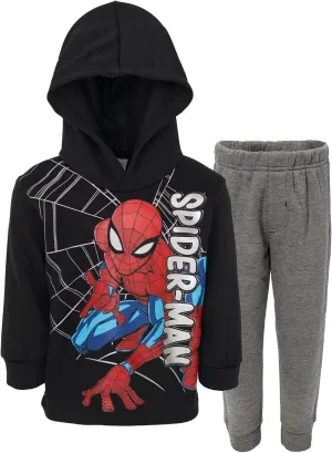 Marvel Avengers Spider-Man Fleece Pullover Hoodie and Jogger and Pants Outfit Set Toddler to Big Kid Sizes (2T - 18-20)