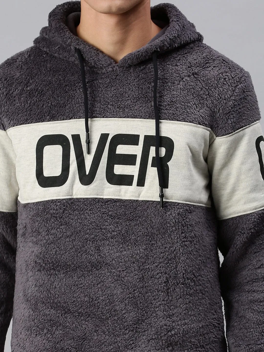 Men Graphic Print Grey Hoodie