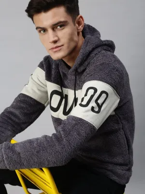 Men Graphic Print Grey Hoodie