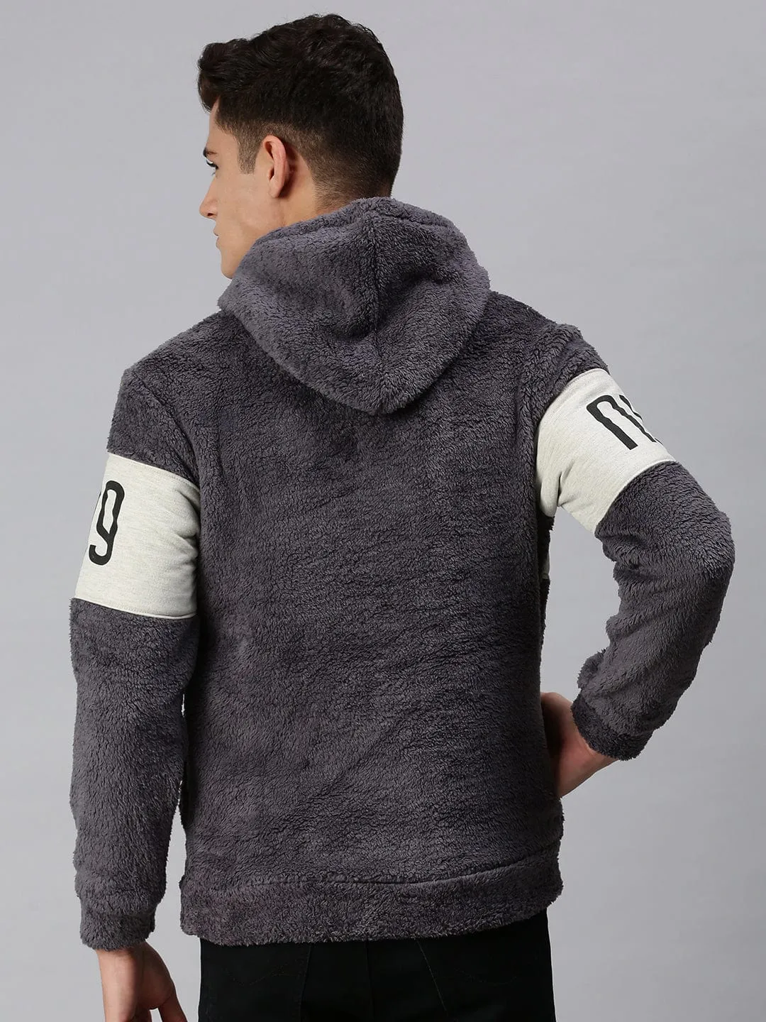 Men Graphic Print Grey Hoodie