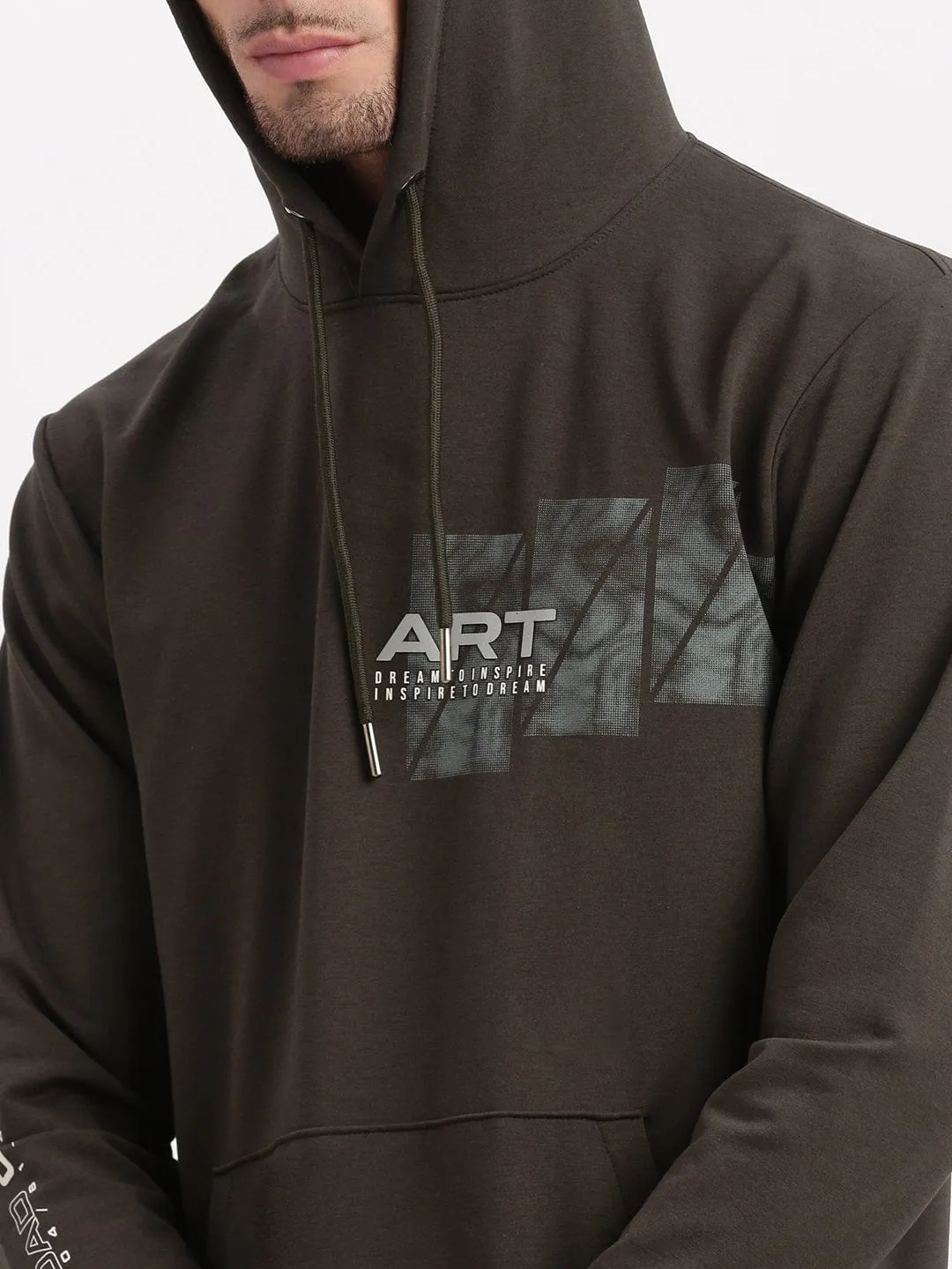 Men Green Graphic Hoodie