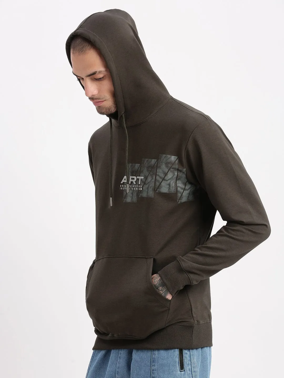 Men Green Graphic Hoodie
