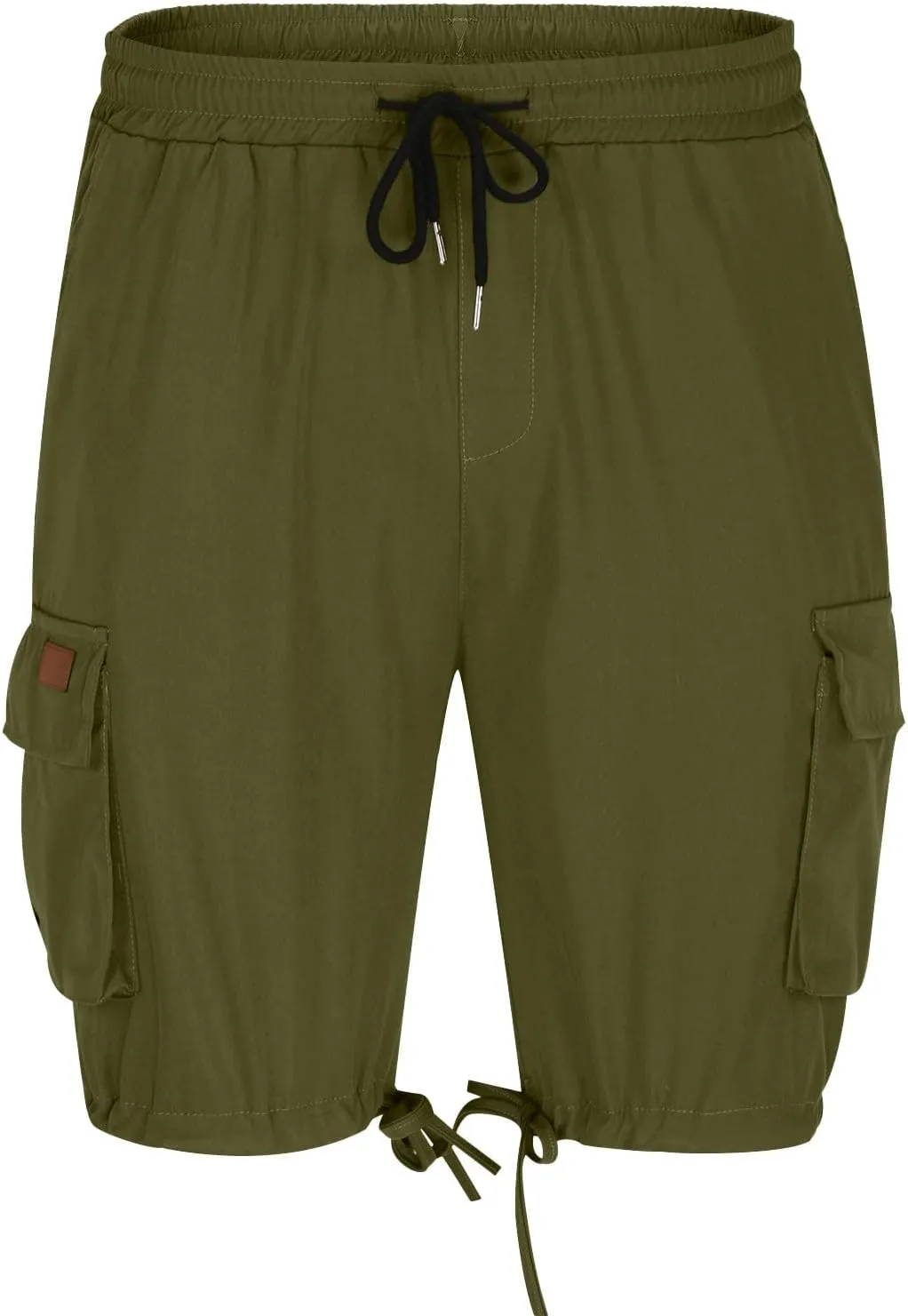 Mens Cargo Shorts 2025 Elastic Drawstring Waist Twill Summer Shorts Classic-fit Hiking Cargo Pants with 4 Pockets