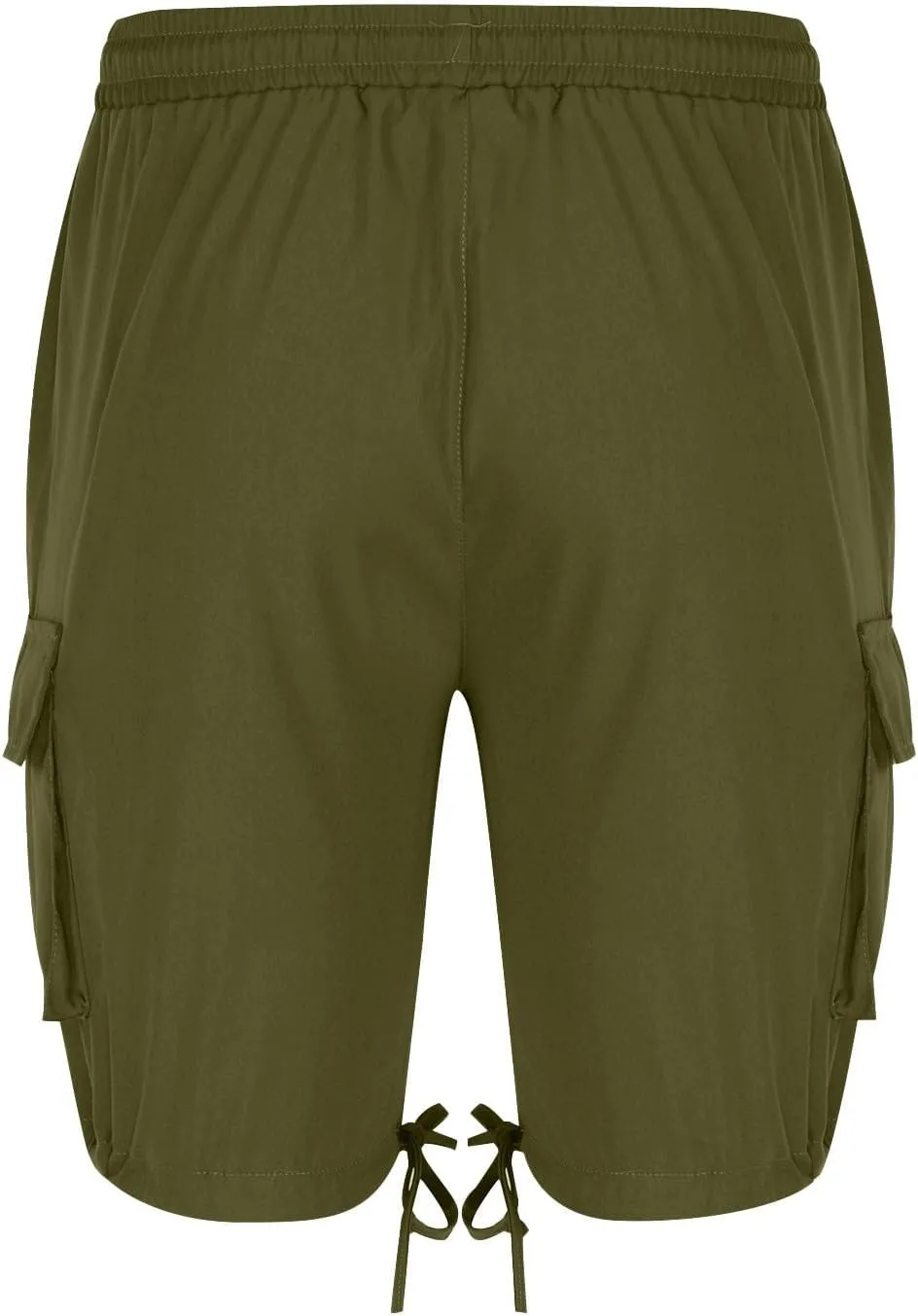 Mens Cargo Shorts 2025 Elastic Drawstring Waist Twill Summer Shorts Classic-fit Hiking Cargo Pants with 4 Pockets
