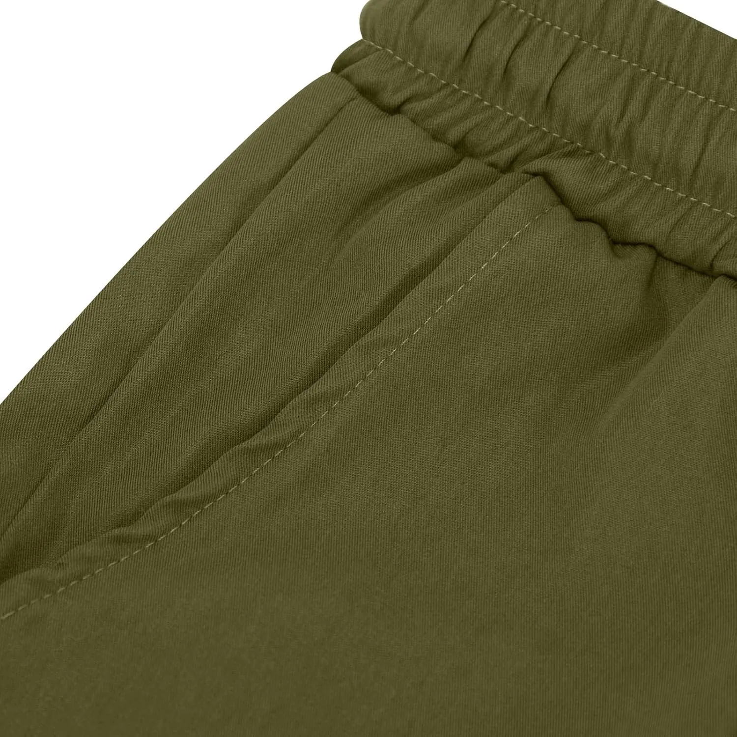 Mens Cargo Shorts 2025 Elastic Drawstring Waist Twill Summer Shorts Classic-fit Hiking Cargo Pants with 4 Pockets