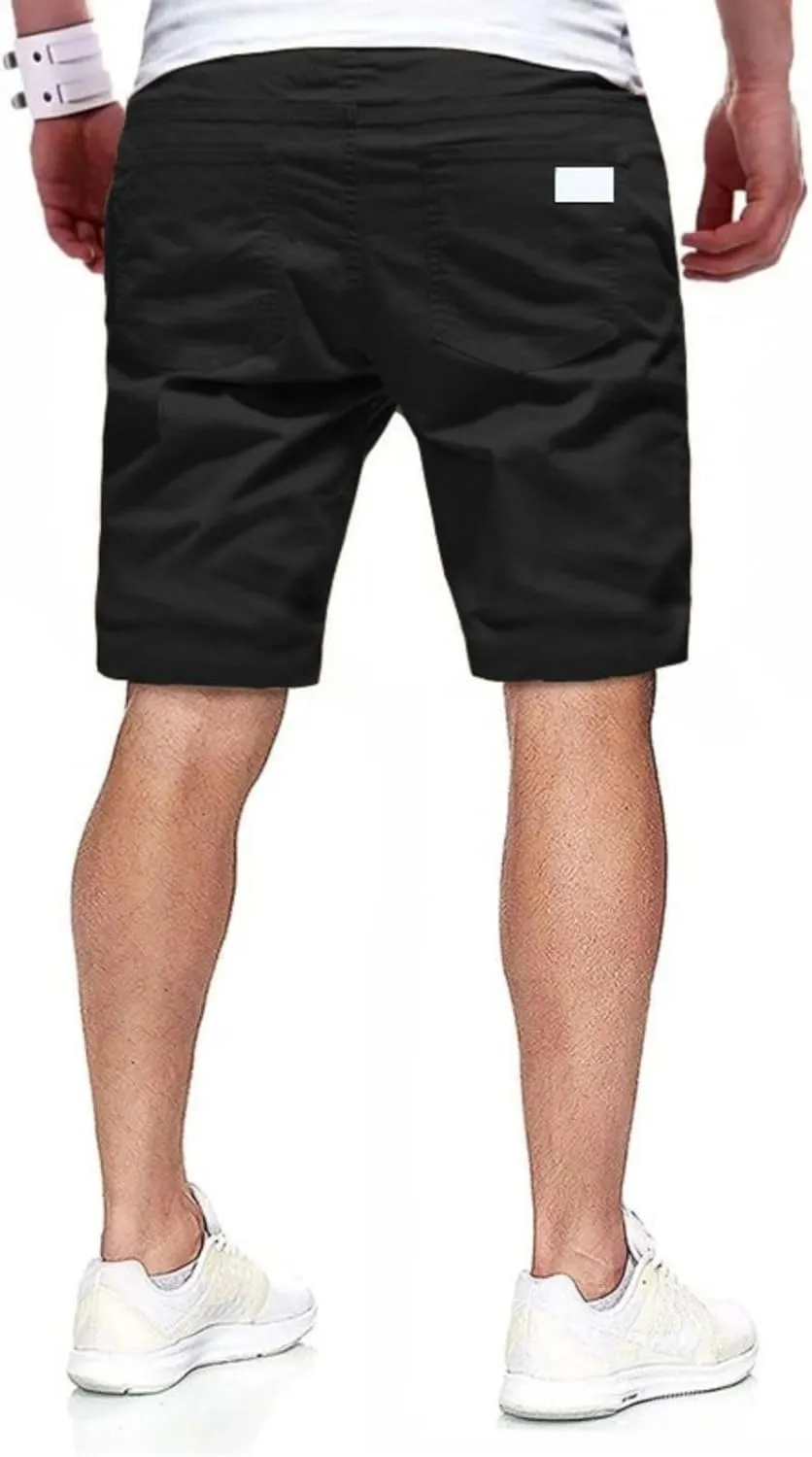 Mens Casual Shorts Cotton Drawstring Summer Beach Stretch Twill Chino Golf Shorts Hiking Shorts with Multi Pockets