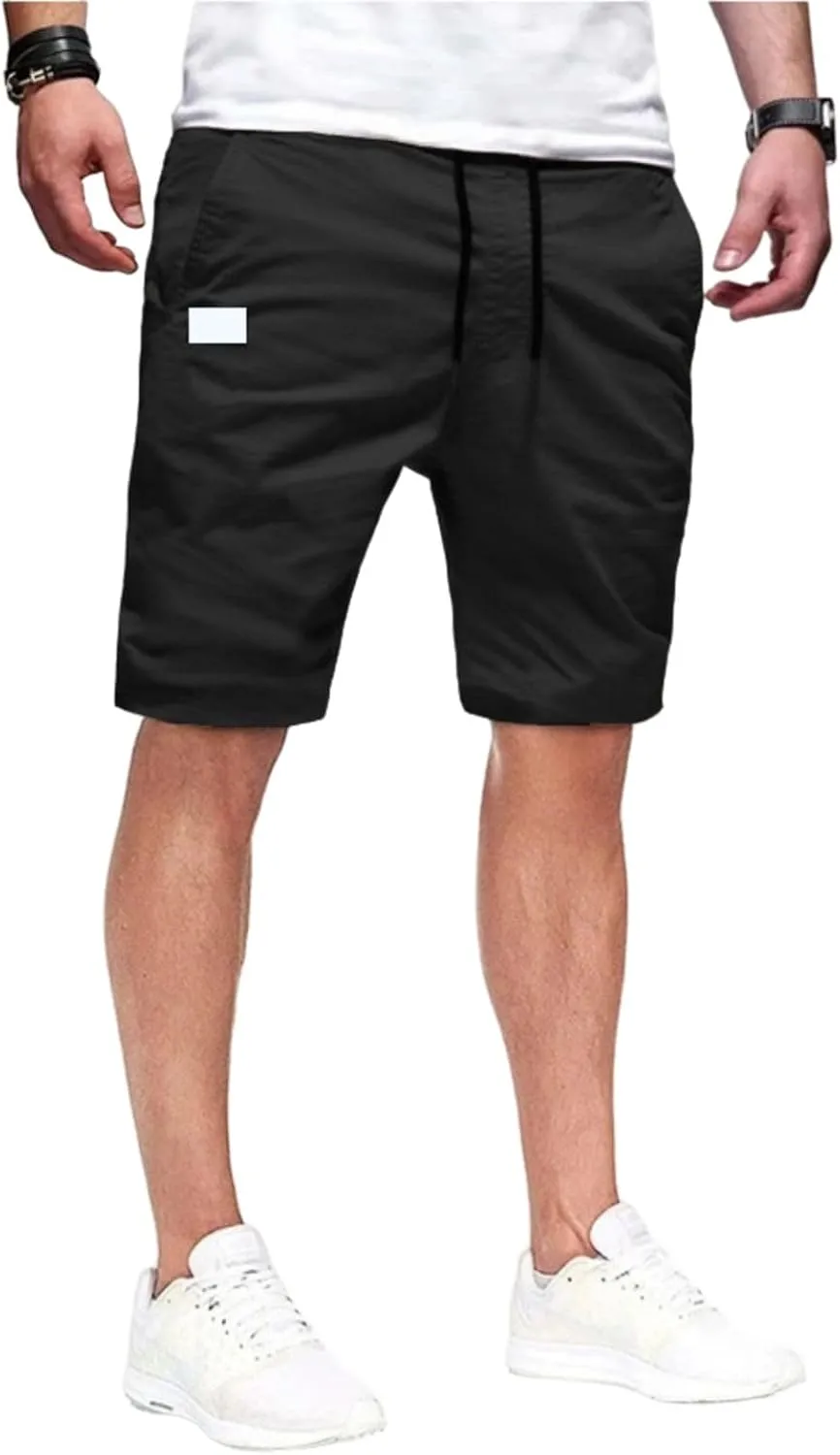 Mens Casual Shorts Cotton Drawstring Summer Beach Stretch Twill Chino Golf Shorts Hiking Shorts with Multi Pockets