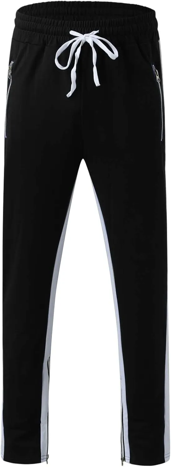 Mens Sweatpants Joggers Pants Man with Pockets Men's Cotton Sweatpants with Cargo Pockets Open Bottom Yoga Pants for