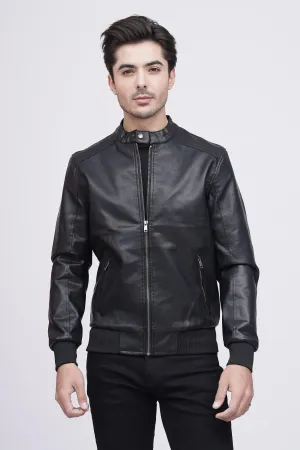PU BAN JACKET F/S BLACK