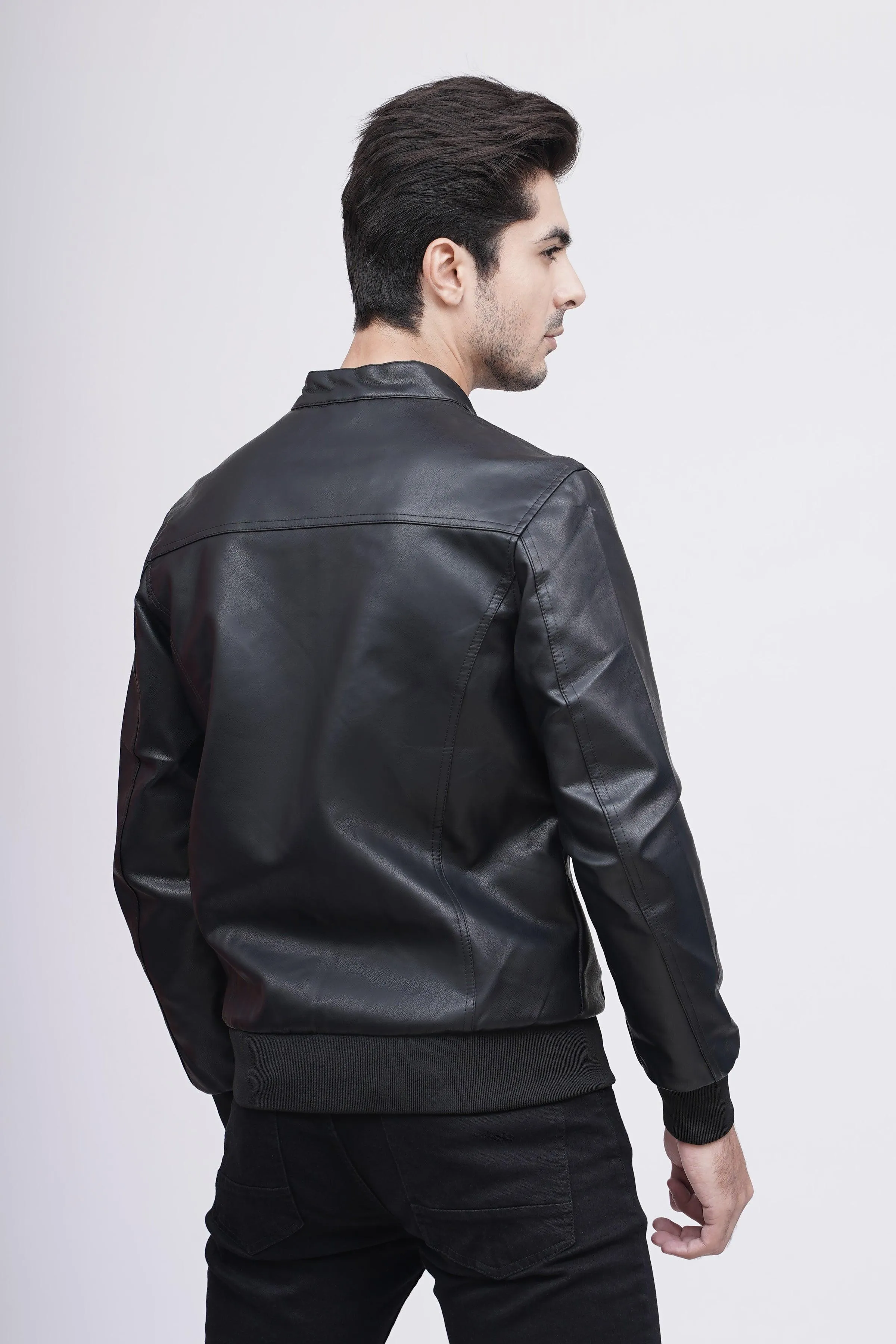 PU BAN JACKET F/S BLACK