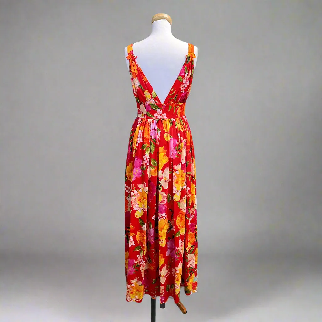 Ronny Kobo red floral maxi dress, size S