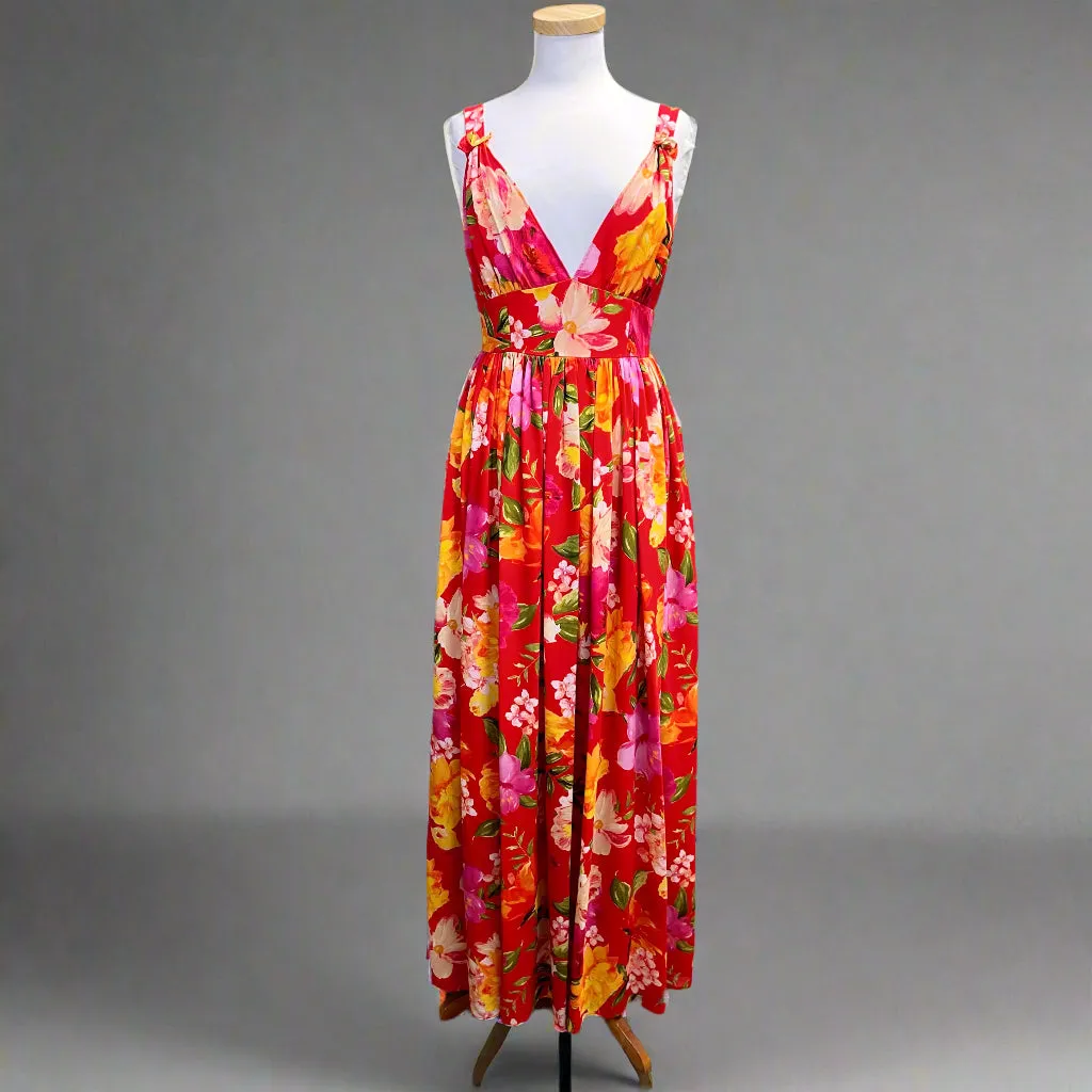 Ronny Kobo red floral maxi dress, size S