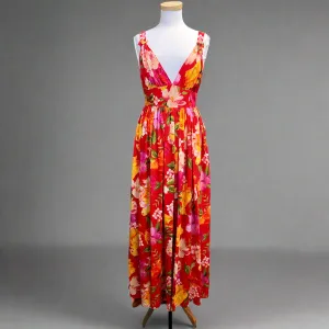 Ronny Kobo red floral maxi dress, size S