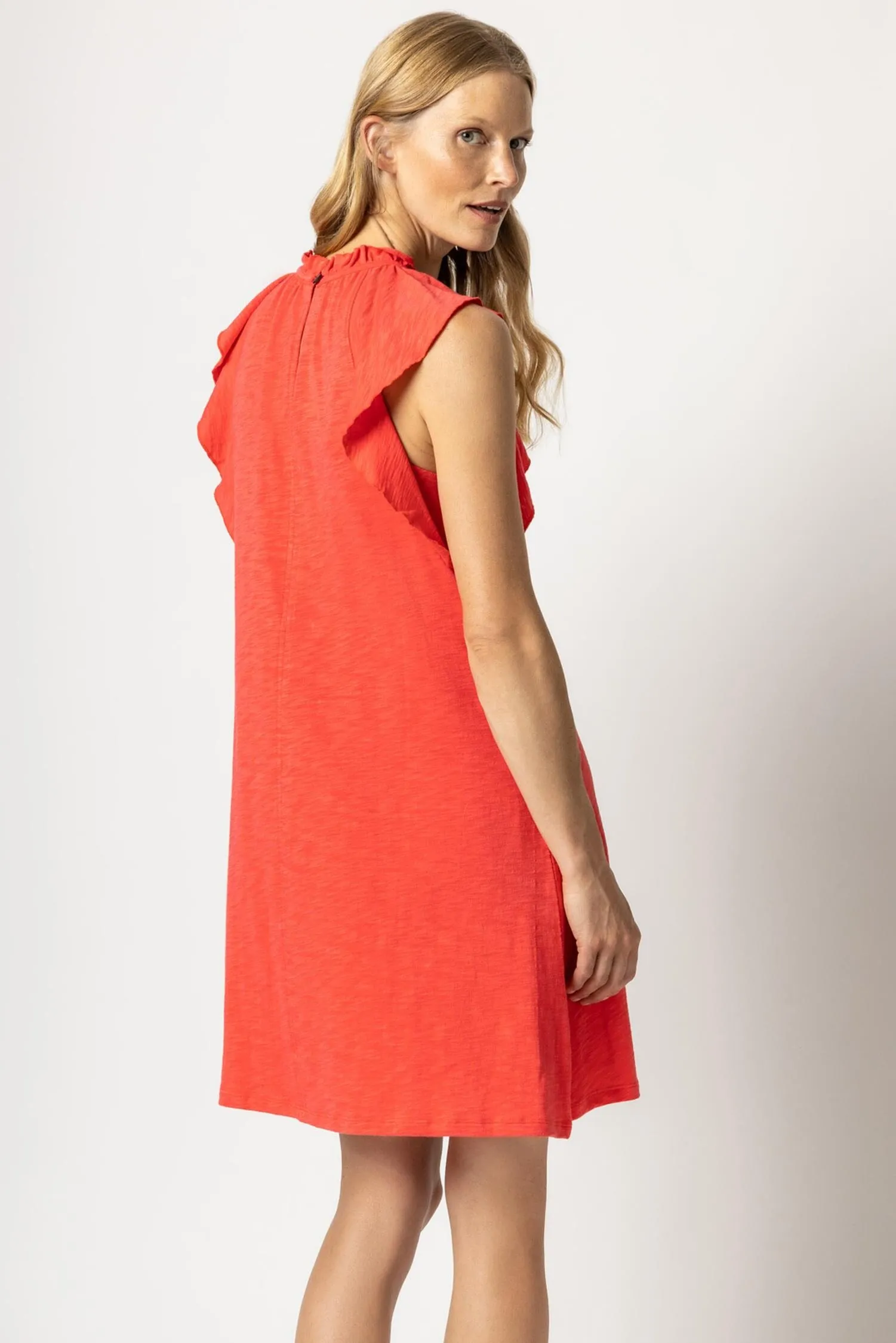 Ruffle Trim Sleeveless Dress