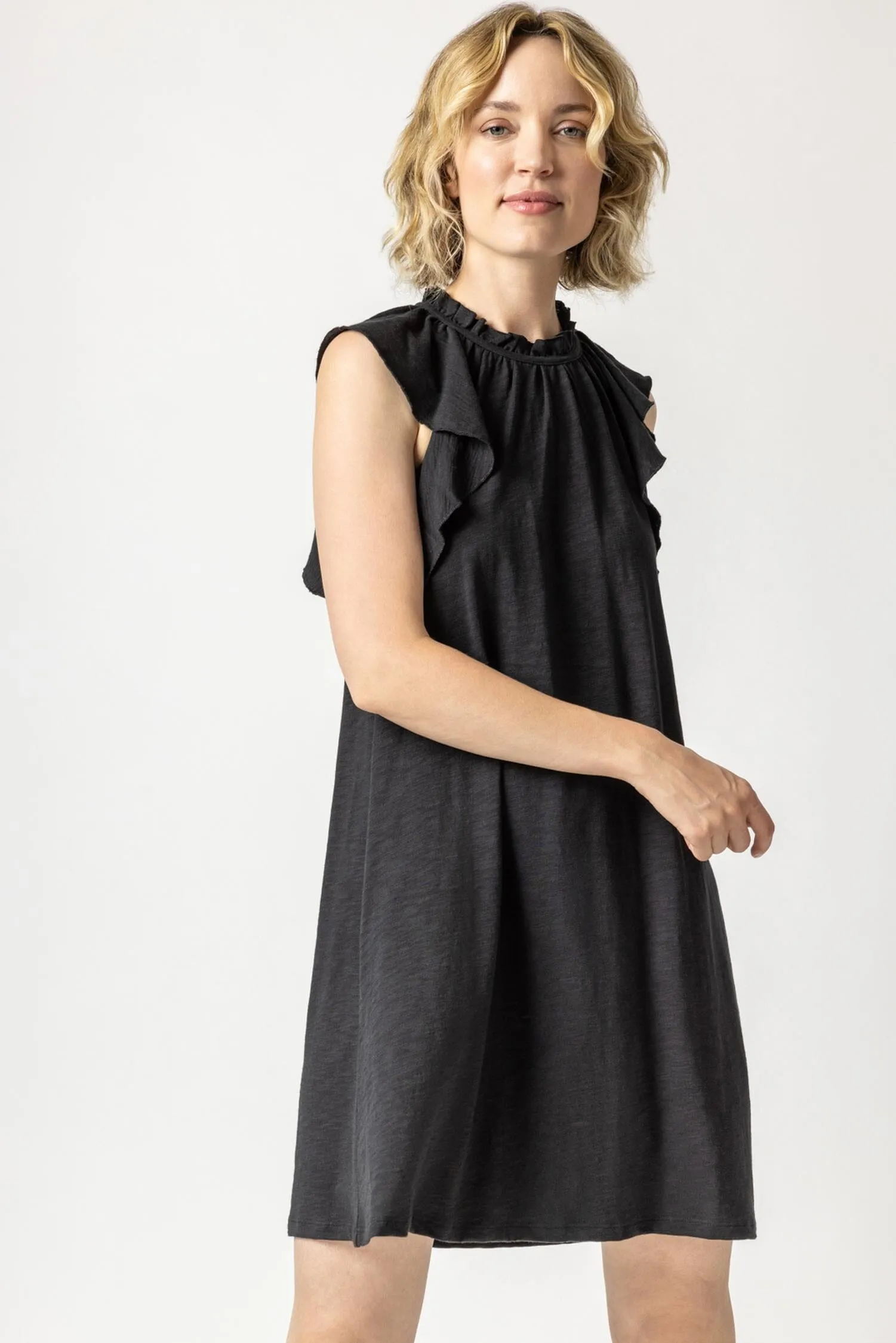 Ruffle Trim Sleeveless Dress