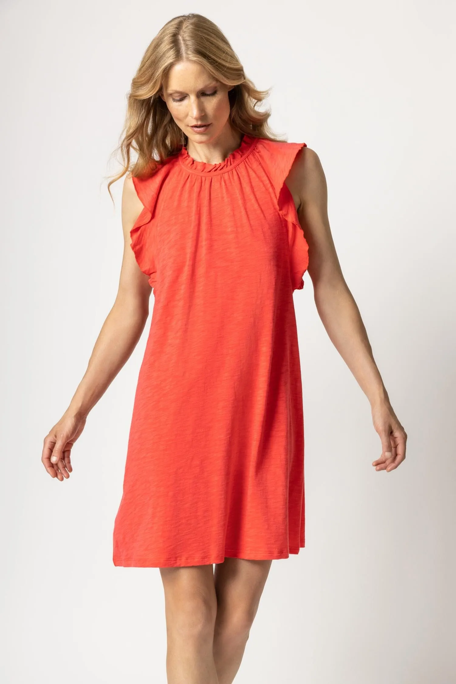 Ruffle Trim Sleeveless Dress
