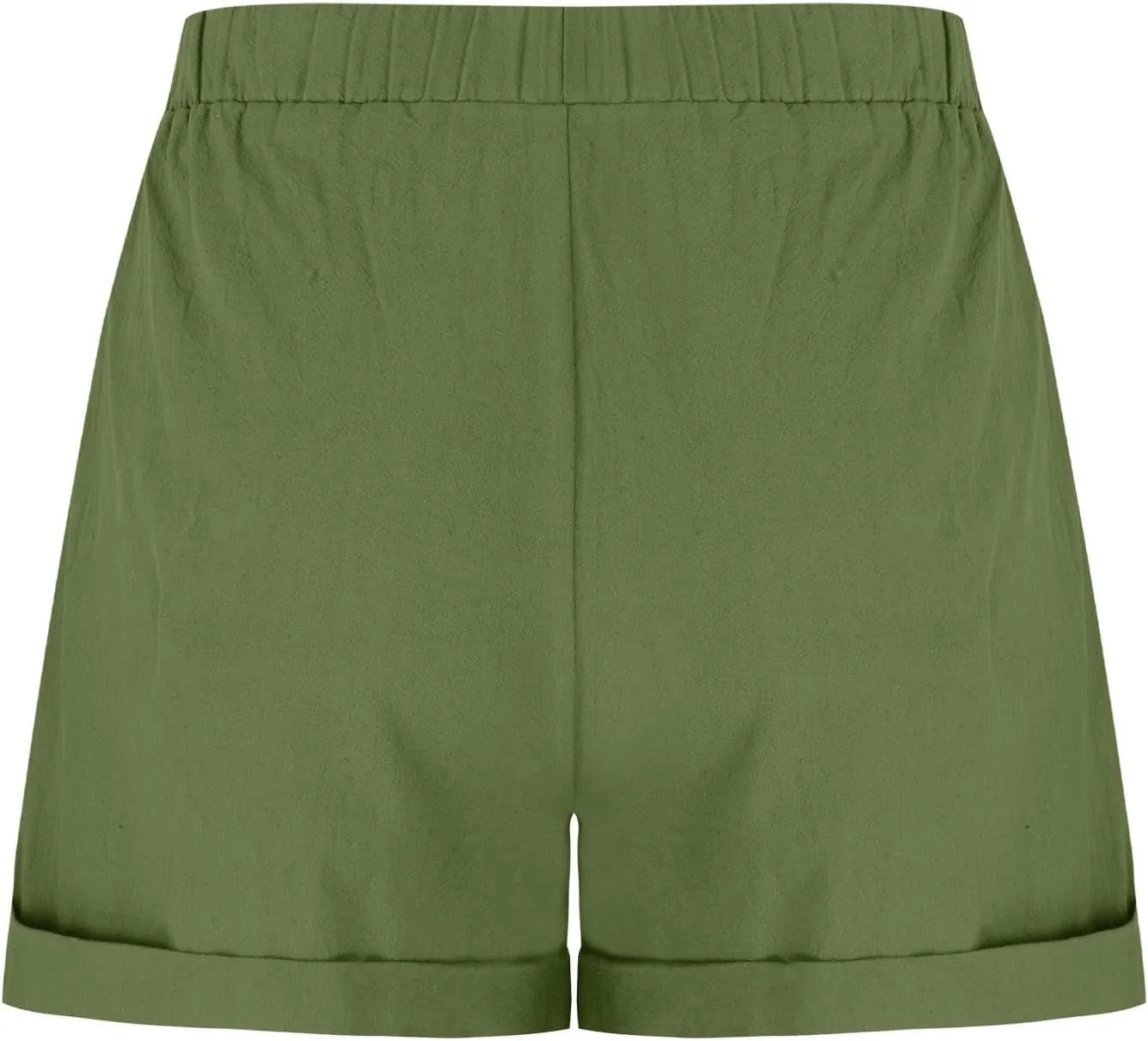 Shorts for Women Summer Drawstring Elastic High Waisted Wide Leg Casual Loose Cuffed Hem Work Shorts with Pockets