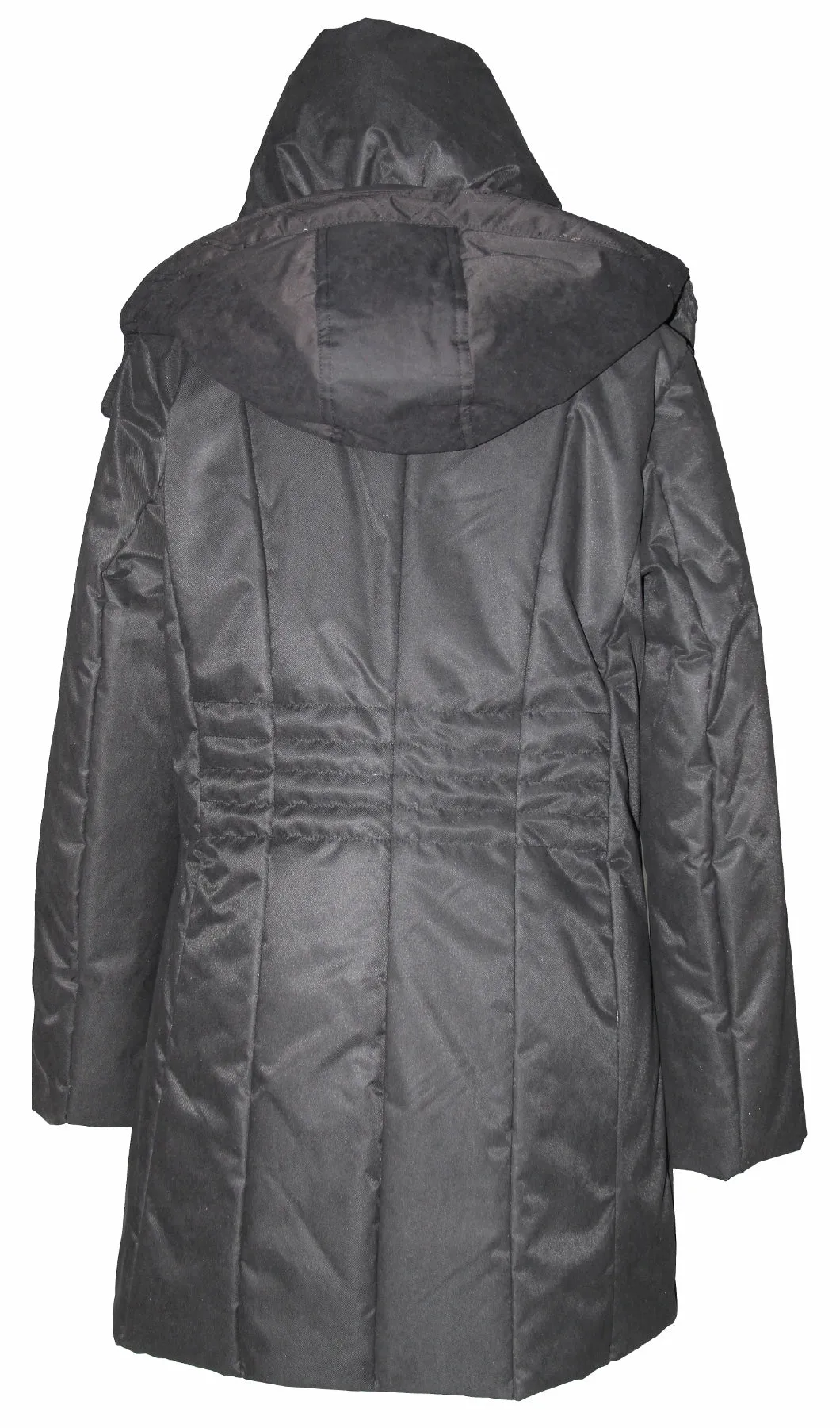 Women's Puff Collar Removable Hood Mid-Length Puffer Coat