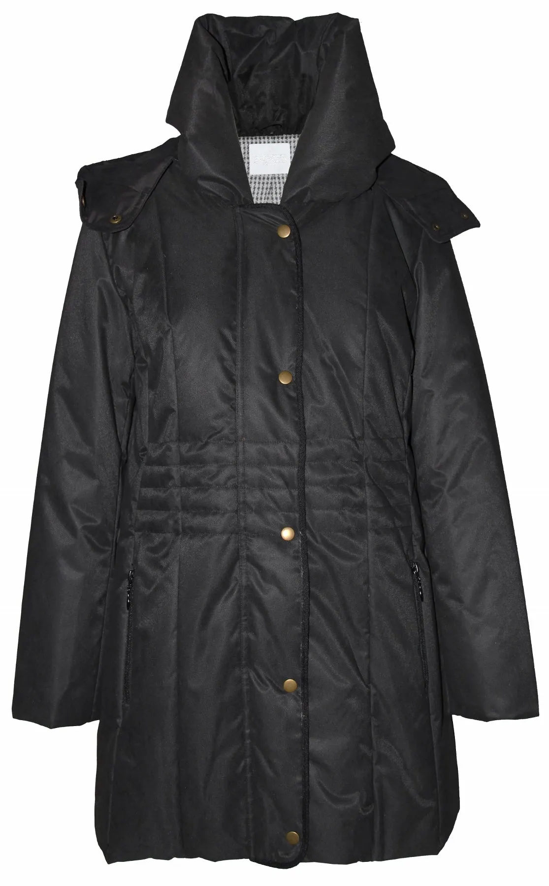 Women's Puff Collar Removable Hood Mid-Length Puffer Coat