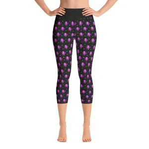Yoga Capri Pink and Black Octopus Leggings